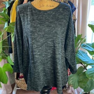 NWOT Pure J Jill Black White 3/4 Sleeve Top Sz XL